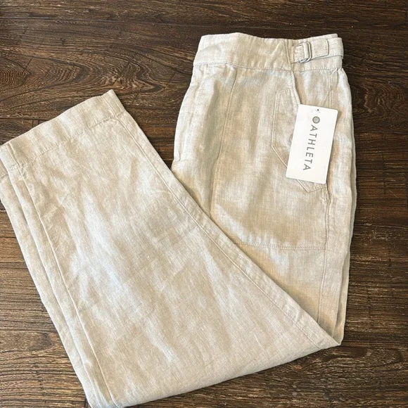 Athleta Voyager Linen Pant #586941 Natural Tan Size 12 - Picture 9 of 11